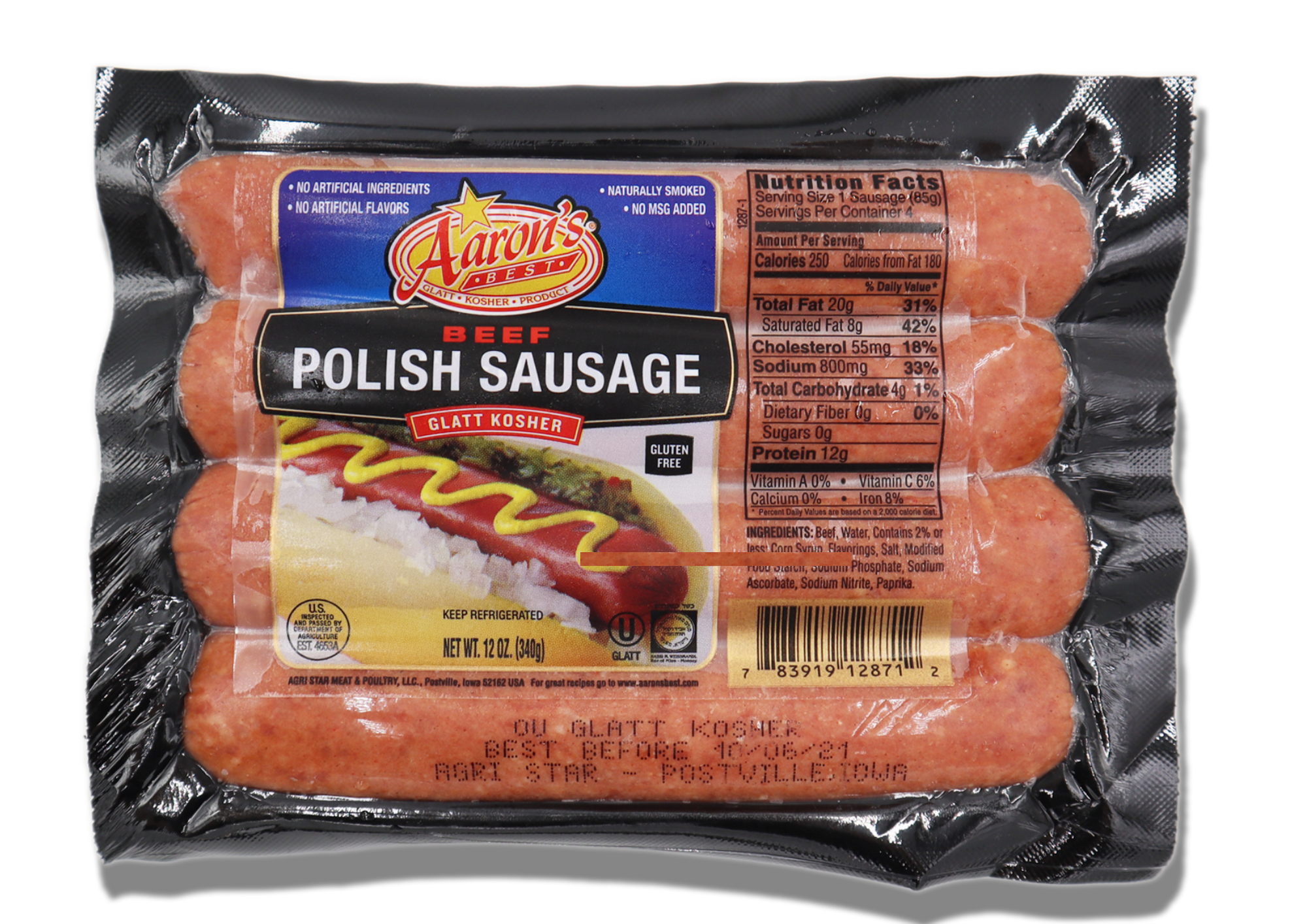 Kosher Polish Smoked Beef Sausage
